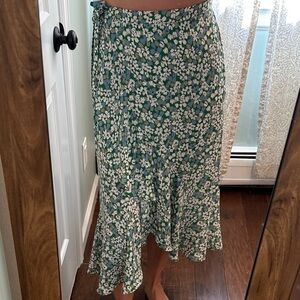 Green Floral Max studio Midi Skirt